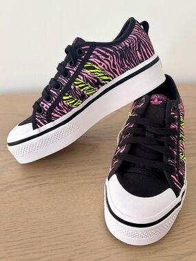 Adidas, Nizza, Platform, Bliss Pink Zebra, Sneakers, Womens, Size‎ 6, NEW, RARE